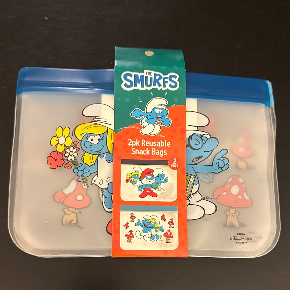 The Smurfs 2-Pack Reusable Snack Bags — Blue Accent Design